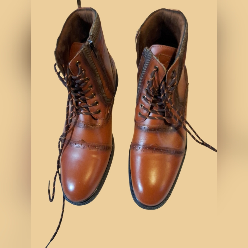 Men's Brown Leather Oxford Boots - Size US 12